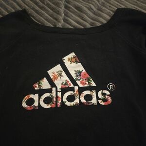 Adidas Black Floral Logo Sweatshirt